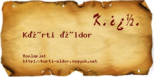 Kürti Áldor névjegykártya